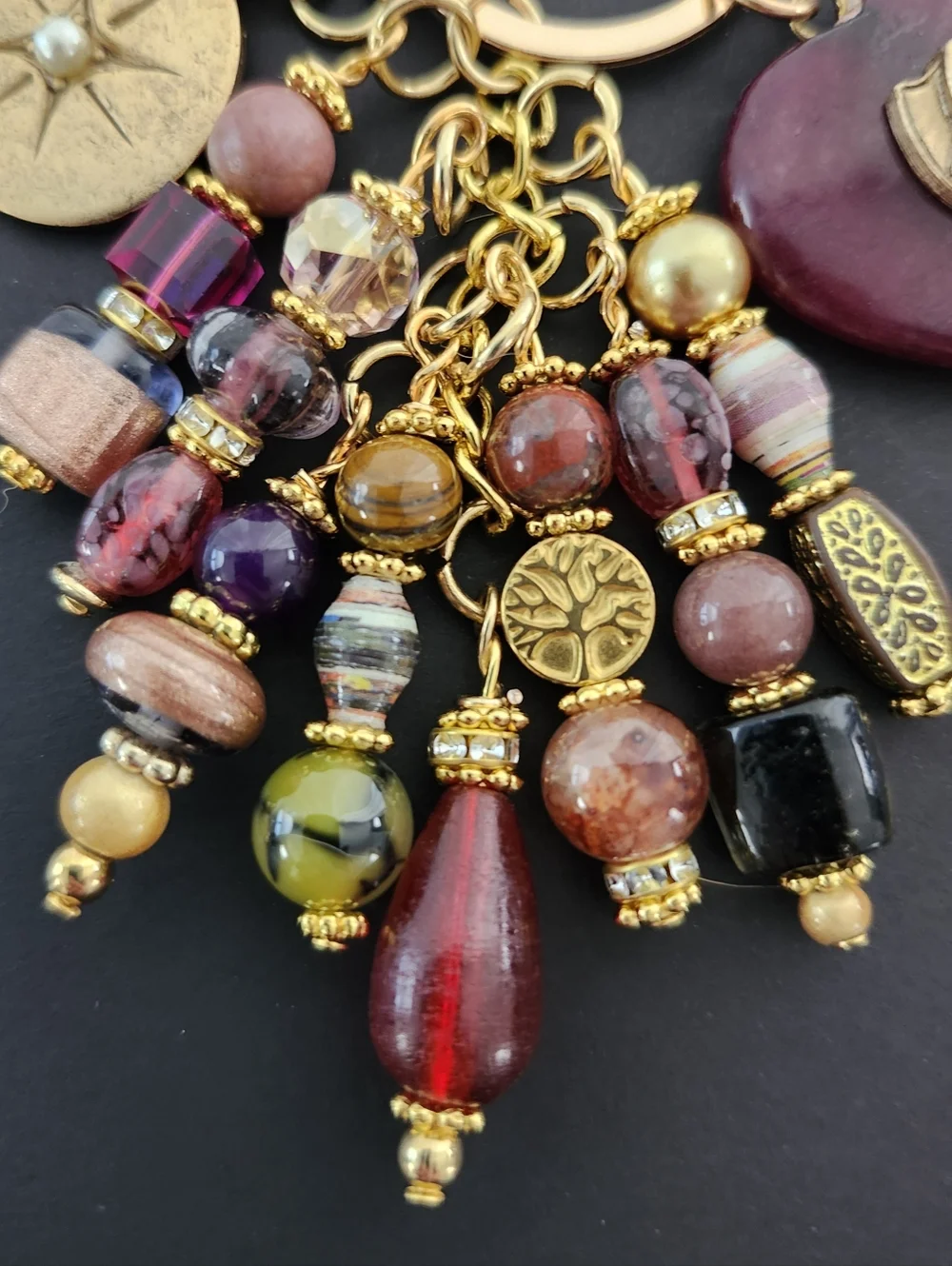 Upcycled Purse Charm or Keychain Dragon Agate Paper Glass Handcrafted